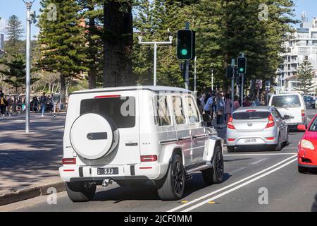 2020 Mercedes Benz AMG classe G63 avec plaque d'immatriculation personnalisée à Manly Beach Sydney, Australie Banque D'Images
