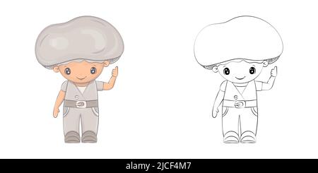 Champignons Clipart pour coloriage page et Illustration multicolore. Adorable champignon clip Art. Illustration vectorielle d'un caractère pour colorier des pages Illustration de Vecteur