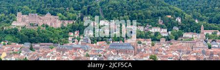 Heidelberg, Allemagne - 26 août 2021 : panorama avec les monuments de Heidelberg. Banque D'Images