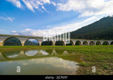 Viaduc de Poiana Teiului en Roumanie Banque D'Images