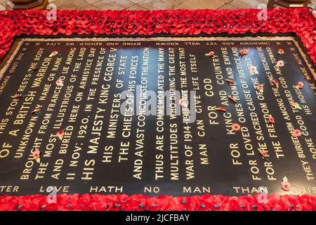 Angleterre, Londres, Abbaye de Westminster, tombe du soldat inconnu Banque D'Images