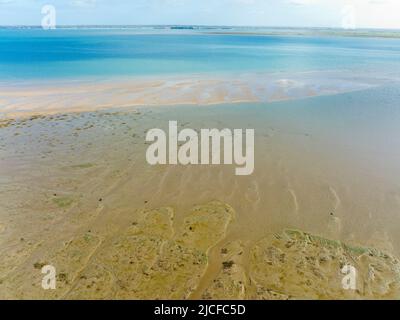 Marais salants dans la Baie de Vey en Normandie Banque D'Images