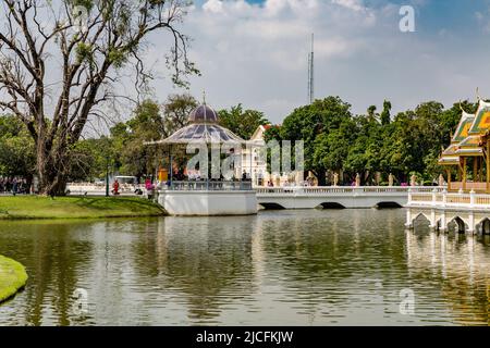 Pavillon GRA-Jom Tae, Bang Pa-in, Palais d'été de la famille royale, rivière Chao Phraya, province de Phra Nakhon si Ayutthaya, Thaïlande Banque D'Images