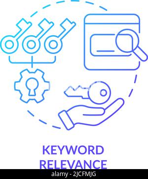 Mot-clé pertinence Blue gradient concept icône Illustration de Vecteur