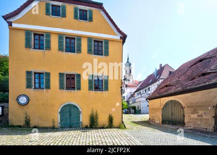 Salle paroissiale protestante, église paroissiale, église château, Saint-Jean, allée, Façade, architecture, Castell, Franconie, Bavière, Allemagne, Europe Banque D'Images