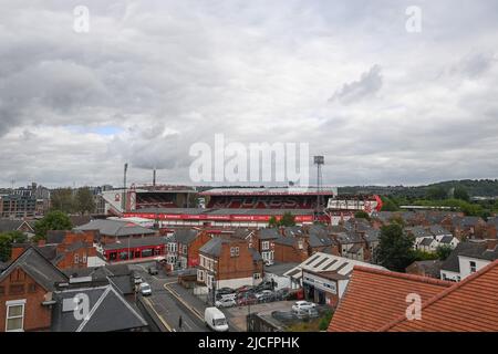 Nottingham, Royaume-Uni. 13th juin 2022. Une vue sur les forêts de Nottingham, maison "City Ground". Forest est récemment promu Premier League à Nottingham, Royaume-Uni, le 6/13/2022. (Photo de Craig Thomas/News Images/Sipa USA) crédit: SIPA USA/Alay Live News Banque D'Images