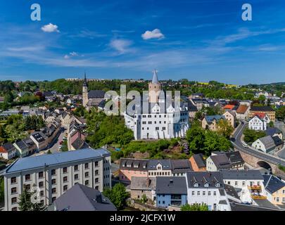 Château de Wildeck : la vieille ville de Zschopau avec son plan de ville médiéval est un bâtiment classé. Dans la partie écrasante du bâtiment date du milieu du 18th siècle à partir du moment de la reconstruction après le dernier incendie de ville. Banque D'Images