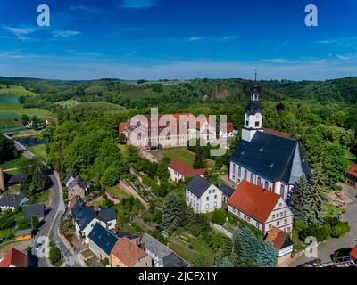Wechselburg avec monastère et château Banque D'Images