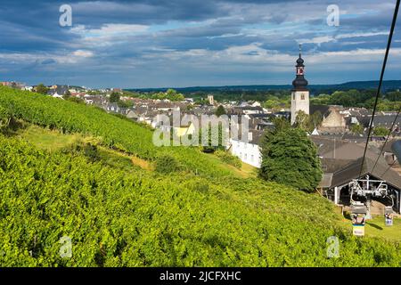 Allemagne, Hesse, Rheingau, vue du téléphérique à Rüdesheim Banque D'Images