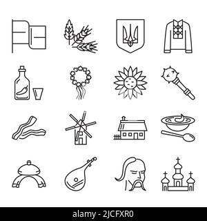 Collection Ukraine Icons en ligne fine. Illustration vectorielle. Illustration de Vecteur