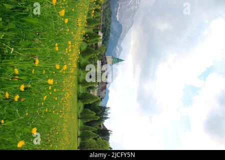 Schloss Elmau Luxury Spa Retreat & Cultural Hideaway dans la vallée d'Elmau entre Garmisch-Partenkirchen et Mittenwald, lieu du Sommet politique G7 en juin 2022 Europe, Allemagne, Bavière haute-Bavière, Krün près de Mittenwald, Banque D'Images