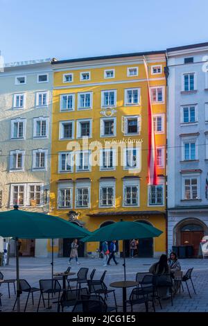 Salzbourg, lieu de naissance de Mozart (Mozarts Geburtshaus ou Hagenauerhaus) à Lane Getreidegasse à Flachgau, Salzbourg, Autriche Banque D'Images