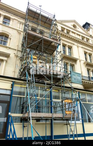 échafaudage en bord de mer. Llandudno Banque D'Images