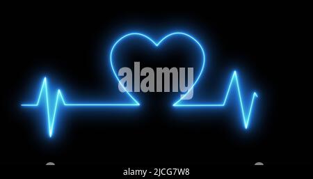 Image de l'électrocardiographe sur fond noir Banque D'Images
