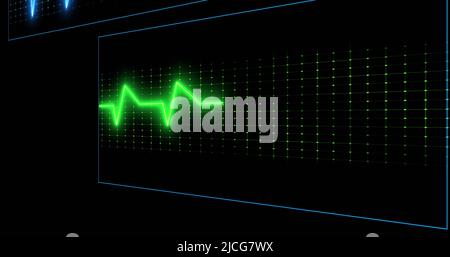 Image de l'électrocardiographe sur fond noir Banque D'Images