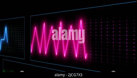 Image de l'électrocardiographe sur fond noir Banque D'Images