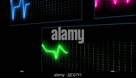 Image de l'électrocardiographe sur fond noir Banque D'Images