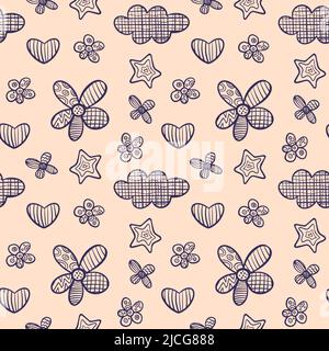Motif sans coutures et formes mignonnes simples. Papier peint pour enfants. Illustration vectorielle. Illustration de Vecteur