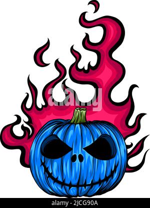 Illustration du motif de citrouille halloween avec une flamme de feu i Illustration de Vecteur