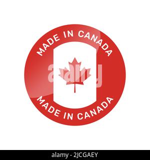 Badge vectoriel coloré fabriqué au Canada. Étiquette avec drapeau canadien. Illustration de Vecteur