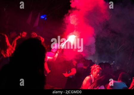 Palerme, Piazza Politeama, festeggiamenti dei tifosi per il ritorno dans la série B del Palermo Calcio Banque D'Images