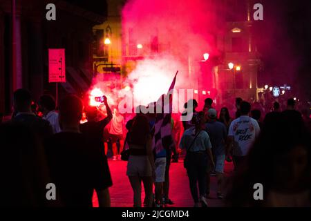 Palerme, Piazza Politeama, festeggiamenti dei tifosi per il ritorno dans la série B del Palermo Calcio Banque D'Images