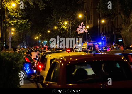 Palerme, Piazza Politeama, festeggiamenti dei tifosi per il ritorno dans la série B del Palermo Calcio Banque D'Images