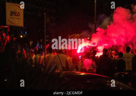 Palerme, Piazza Politeama, festeggiamenti dei tifosi per il ritorno dans la série B del Palermo Calcio Banque D'Images