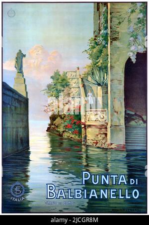 Punta di Balbianello par Fabio Cipolla (1852-1935). Affiche publiée en 1925 en Italie. Banque D'Images