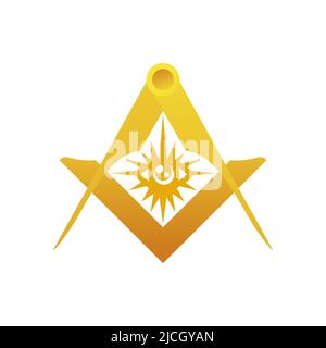 Œil tout-en-un. Pyramide et tous les yeux, symbole maçonnique de franc-maçonnerie Illustration de Vecteur