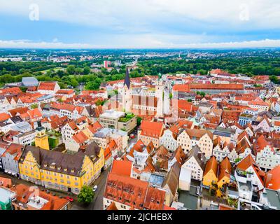 Vue panoramique aérienne de la vieille ville d'Ingolstadt. Ingolstadt est une ville de Bavière, Allemagne. Banque D'Images