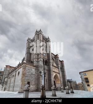 Entrée principale de la cathédrale d'Avila, Castille et Leon, Espagne Banque D'Images