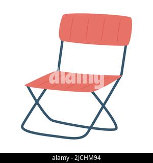 Chaise pliante touristique. Équipement de camping, voiture de voyage, jardin. Un meuble. Illustration vectorielle plate isolée sur fond blanc. Illustration de Vecteur