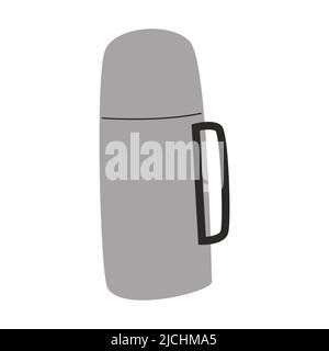 Thermos. Thermocup. Équipement pour le tourisme, le camping, le voyage, la randonnée. Illustration vectorielle plate isolée sur fond blanc. Illustration de Vecteur