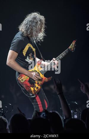 Herning, Danemark. 27th, mars 2018. Le groupe américain de métaux lourds Metalica joue un concert à Jyske Bank Boxen à Herning. Ici, le guitariste Kirk Hammett est vu en direct sur scène. (Crédit photo: Gonzales photo - Sebastian Dammark). Banque D'Images