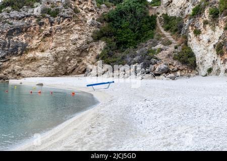 Plage d'Agiofili, île de Lefkada, Grèce, beauté étonnante avec bleu clair mer calme. Banque D'Images