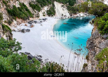 Plage d'Agiofili, île de Lefkada, Grèce, beauté étonnante avec bleu clair mer calme. Banque D'Images