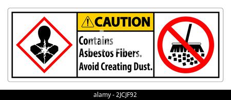 L'étiquette de mise en garde contient des fibres d'amiante, éviter de créer de la poussière Illustration de Vecteur