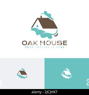 Chêne arbre Green Leaf House Home Immobilier logement résidentiel logo Illustration de Vecteur