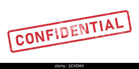Grunge tampon en caoutchouc mot confidentiel. Ensemble d'autocollants confidentiels pour affiches rouges. Étiquette carrée vintage grunge. Illustration vectorielle isolée sur blanc Illustration de Vecteur