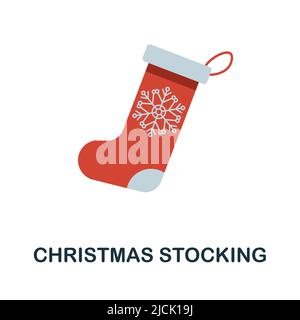Icône de Noël en forme de chaussette. Affiche à éléments de couleur de la collection de noël. Affiche de Noël plate avec icône de chaussette pour le Web, les infographies et bien plus encore. Illustration de Vecteur