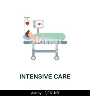 Icône soins intensifs. Panneau d'élément coloré de la collection de l'hôpital. Affiche d'icône Flat intensive Care pour la conception Web, les infographies et bien plus encore. Illustration de Vecteur