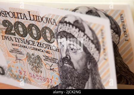 Old Polish Money - 2000 Zloty un contexte d'affaires Banque D'Images