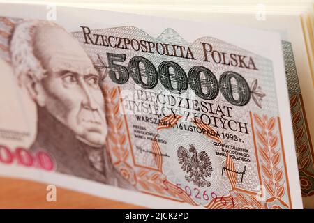 Old Polish Money - 50000 Zloty un contexte d'affaires Banque D'Images