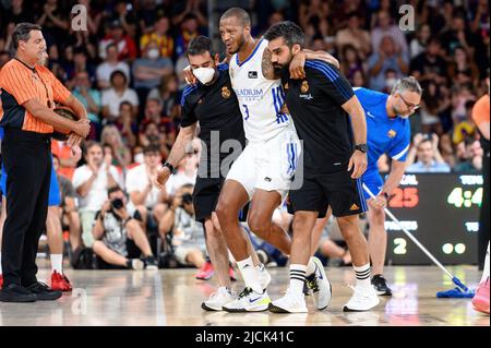 Barcelone, Espagne. 13/06/2022, Anthony Randolph du Real Madrid pendant la Ligue Endesa Jouez au match final entre le FC Barcelone et le Real Madrid au Palau Blaugrana à Barcelone, Espagne. Banque D'Images