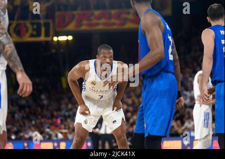 Barcelone, Espagne. 13/06/2022, Anthony Randolph du Real Madrid pendant la Ligue Endesa Jouez au match final entre le FC Barcelone et le Real Madrid au Palau Blaugrana à Barcelone, Espagne. Banque D'Images