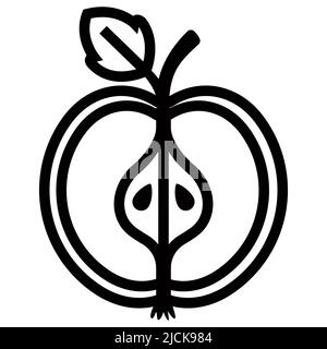couper l'icône linéaire noire de pomme. moitié de fruit. illustration vectorielle plate. Illustration de Vecteur