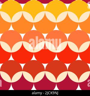 Motif géométrique vectoriel sans couture rétro du milieu du siècle - textile de style funky des années 60 et 70, imprimé en tissu jaune, orange et rouge Illustration de Vecteur