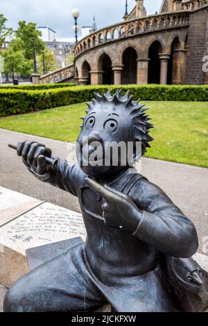 Oor Wullie Dundee - Oor Wullie Statue Dundee - Oor Wullie est une bande dessinée écossaise publiée dans le Sunday Post, un journal de D.C. Thomson.Post. Banque D'Images