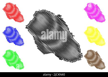 Île Graciosa (archipel des Açores, Portugal, République portugaise) carte illustration vectorielle, scribble sketch carte Ilha da Branca Illustration de Vecteur